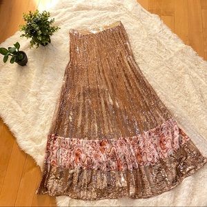 Free People Sz 6 pleated sequin skirt NEW RARE